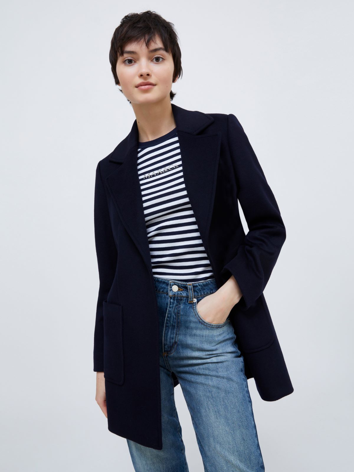 ショートラン] ビーバー ピーコート, blue | MAX&Co.