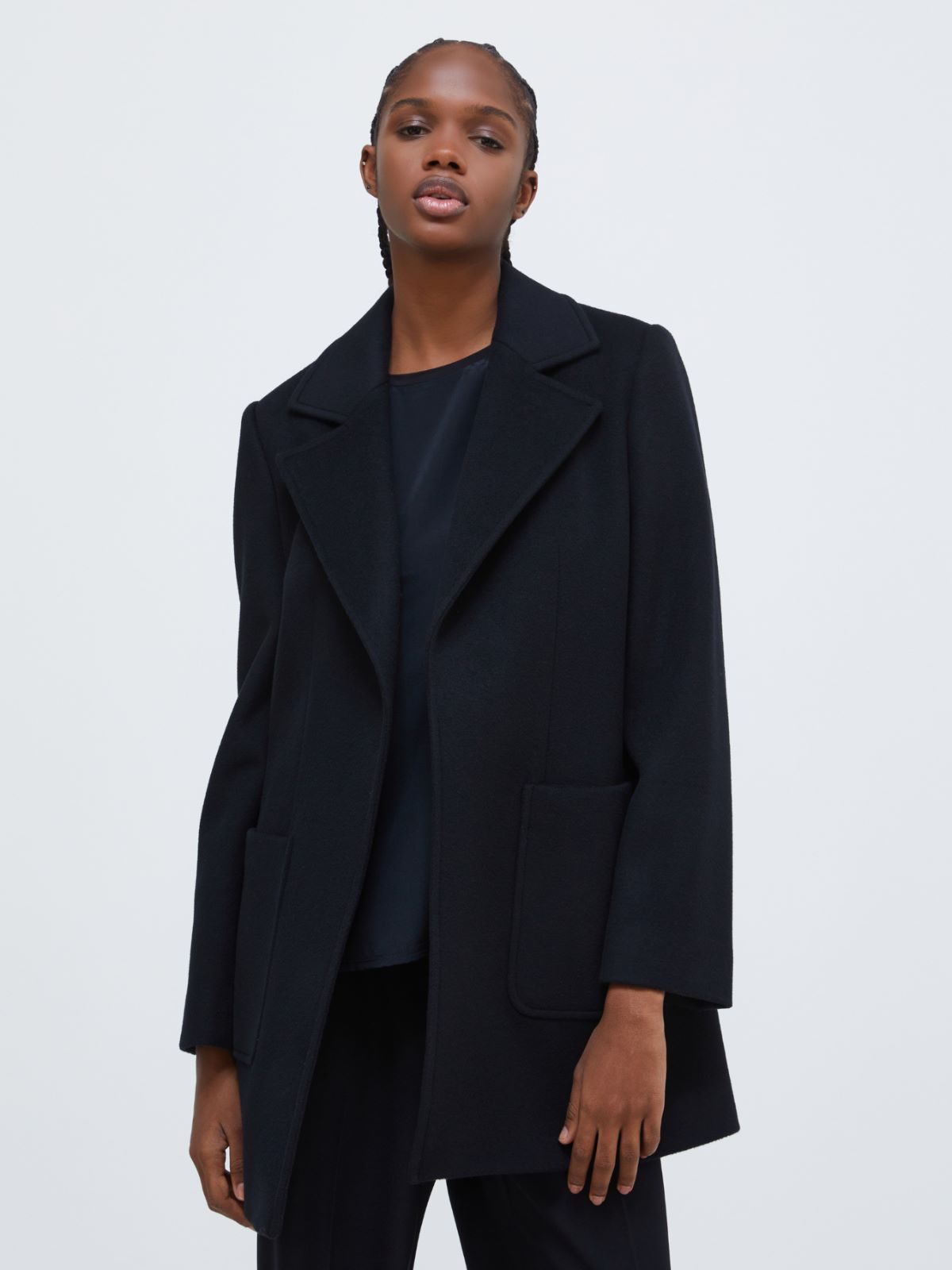 ショートラン] ビーバー ピーコート, black | MAX&Co.