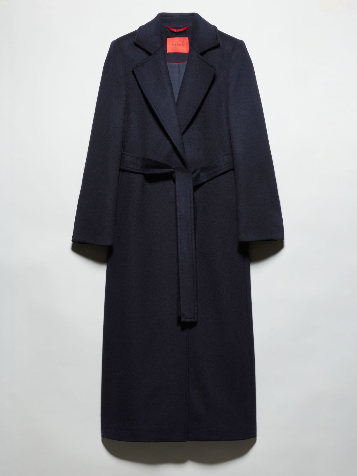 ロングラン] ピュア ウール ベルテッド ロング コート, navy | MAX&Co.