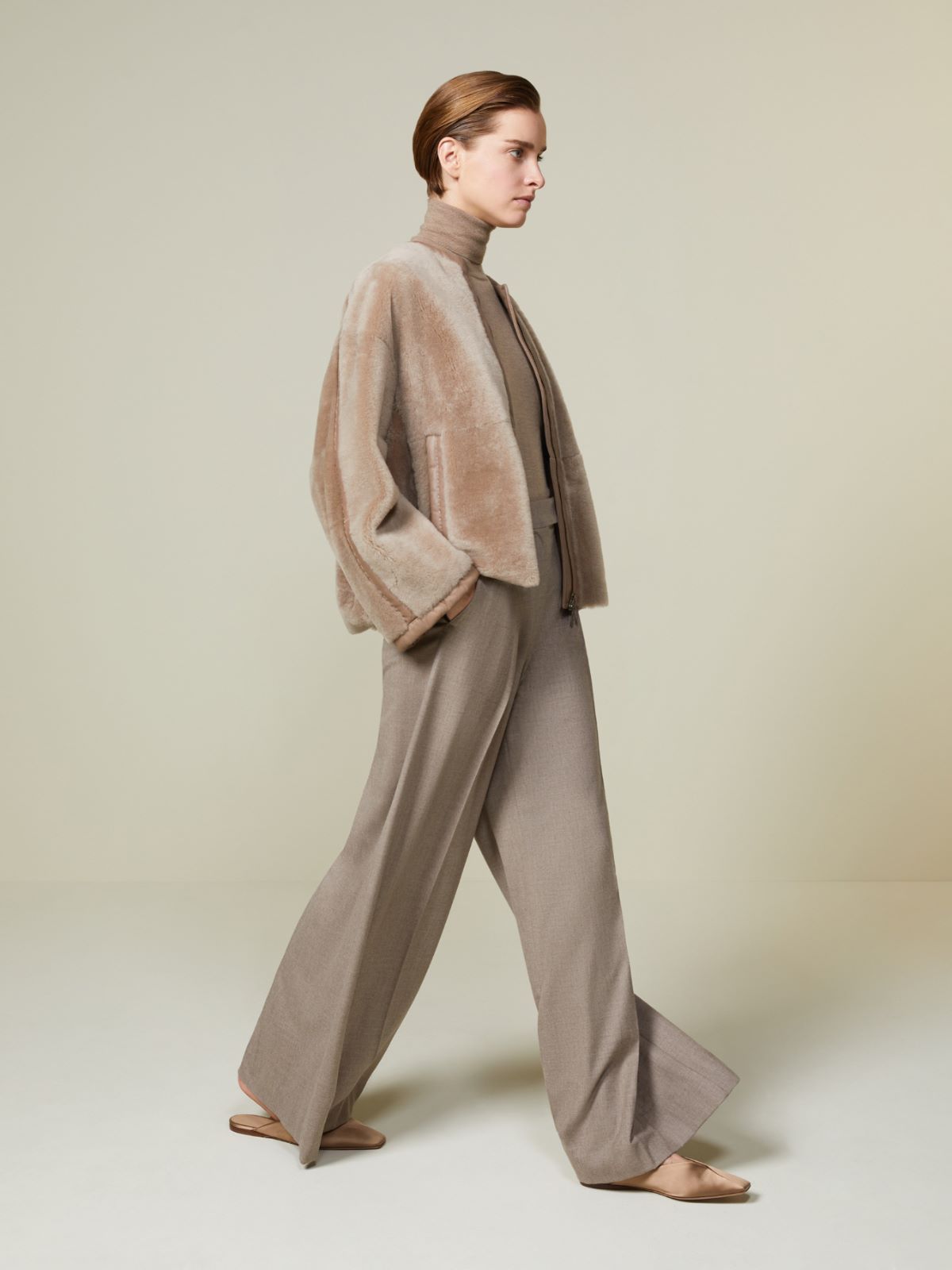 Sheepskin cardigan, beige | Max Mara