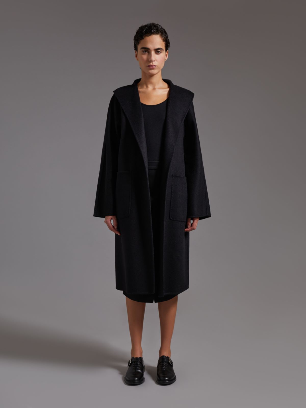 Midi cashmere cardigan coat, black | Max Mara