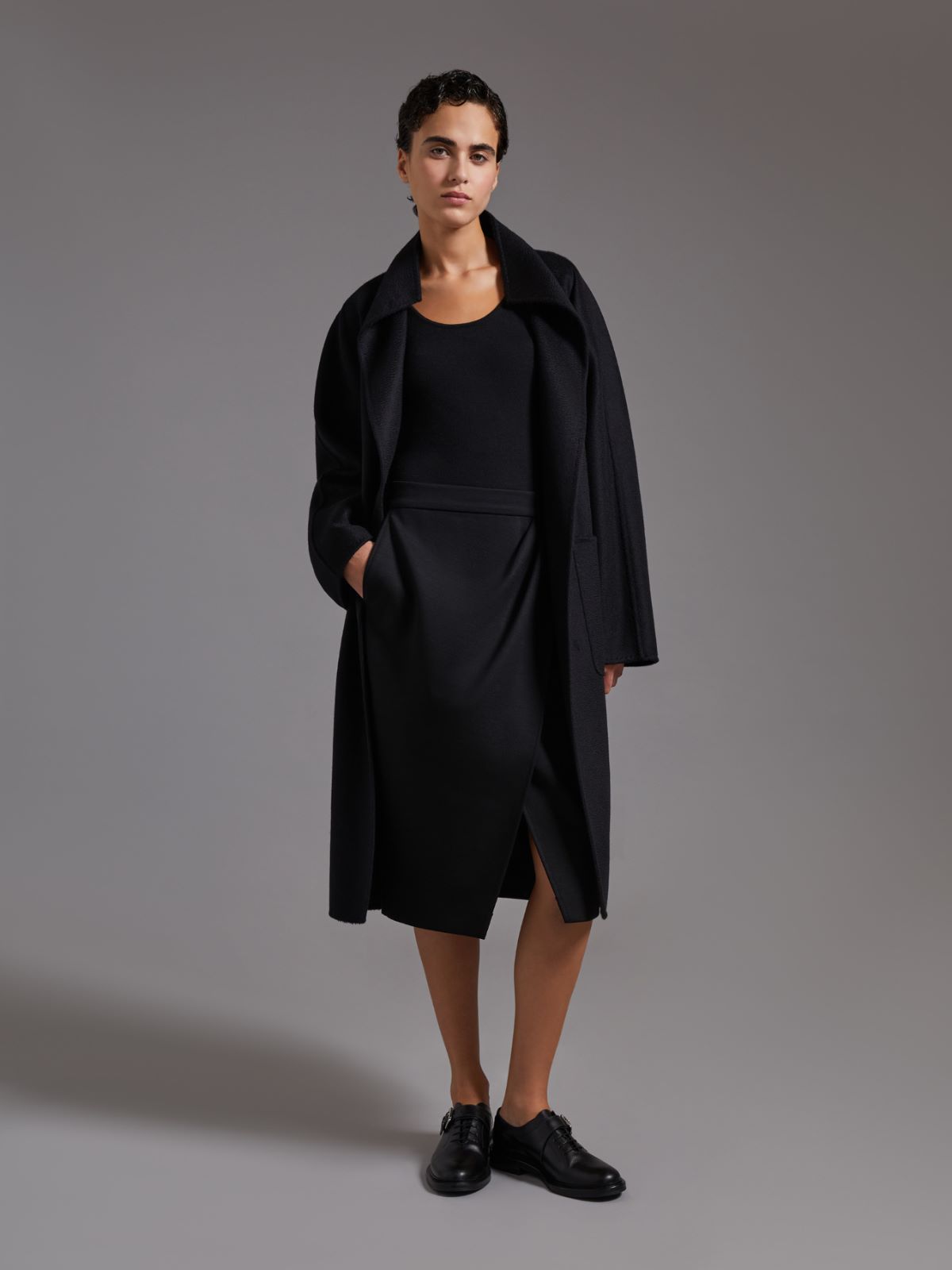 Midi cashmere cardigan coat, black | Max Mara
