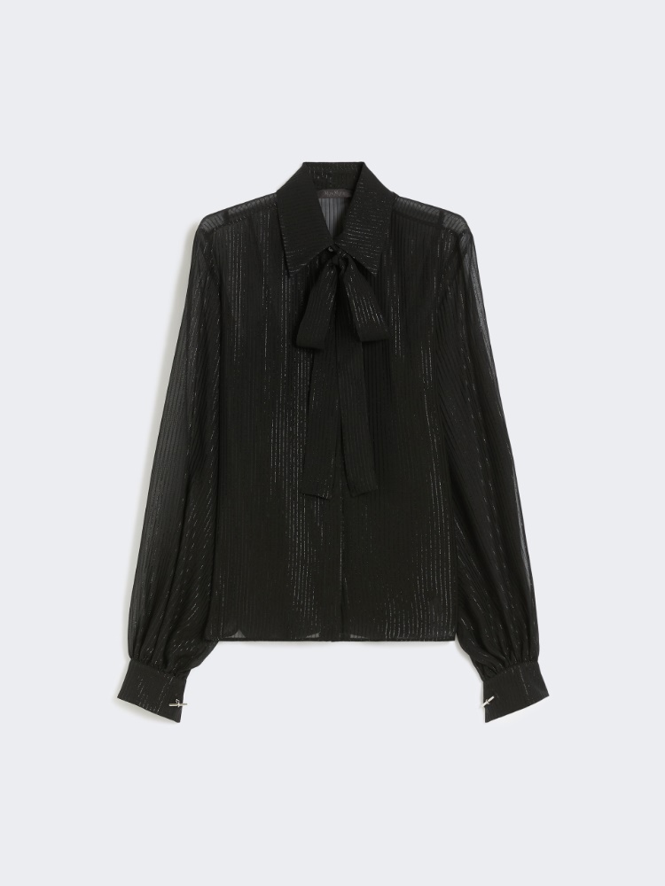 Striped silk chiffon blouse, black | Max Mara