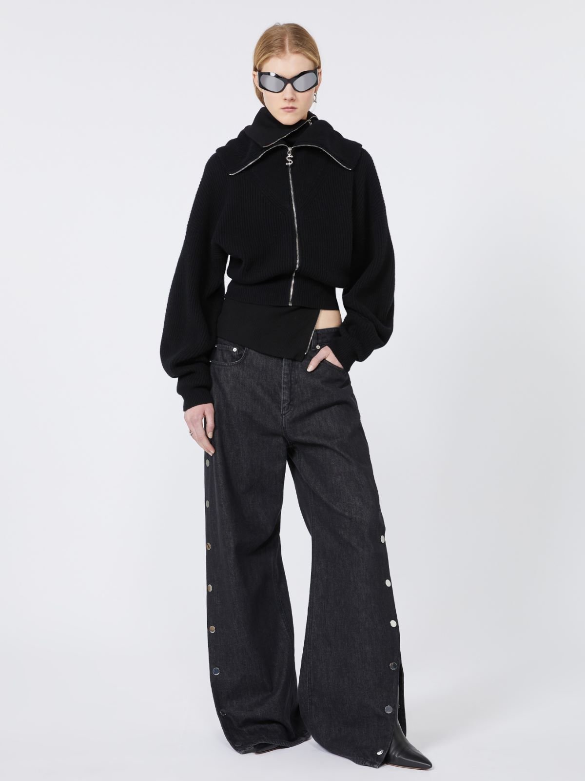 Cashmere-blend cardigan, black | Max Mara