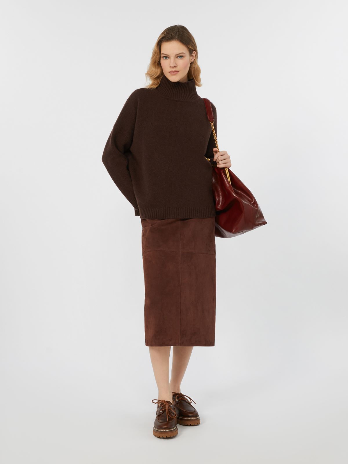 Wool knit turtleneck jumper, chocolate | Max Mara