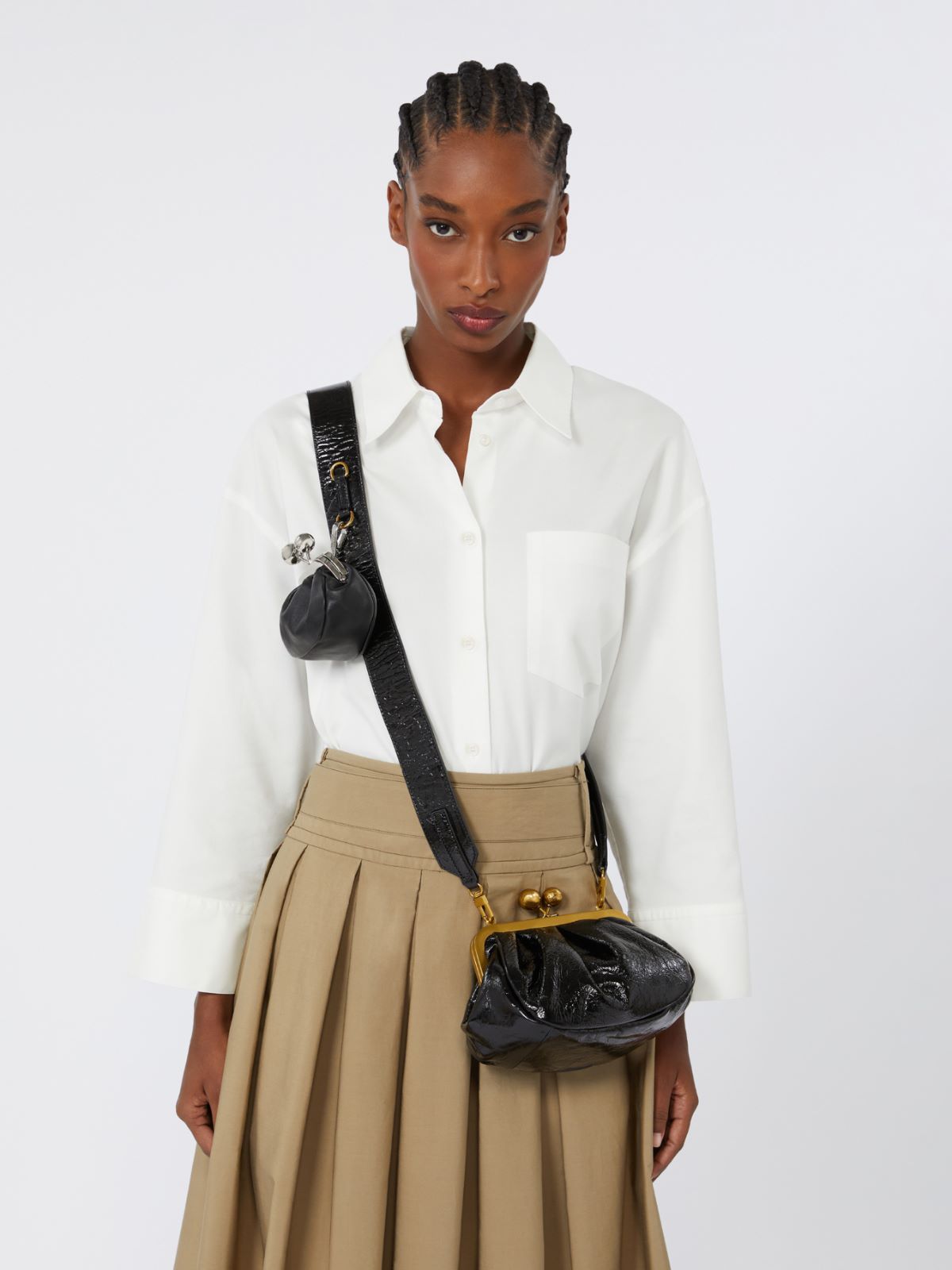 Small crinkled leather Pasticcino Bag, black | Max Mara