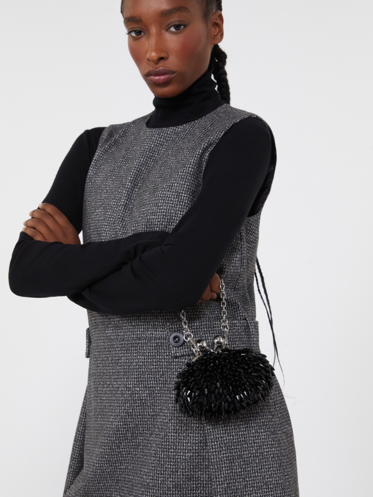 Mini Pasticcino Bag in satin with rhinestones, dark grey | Max Mara