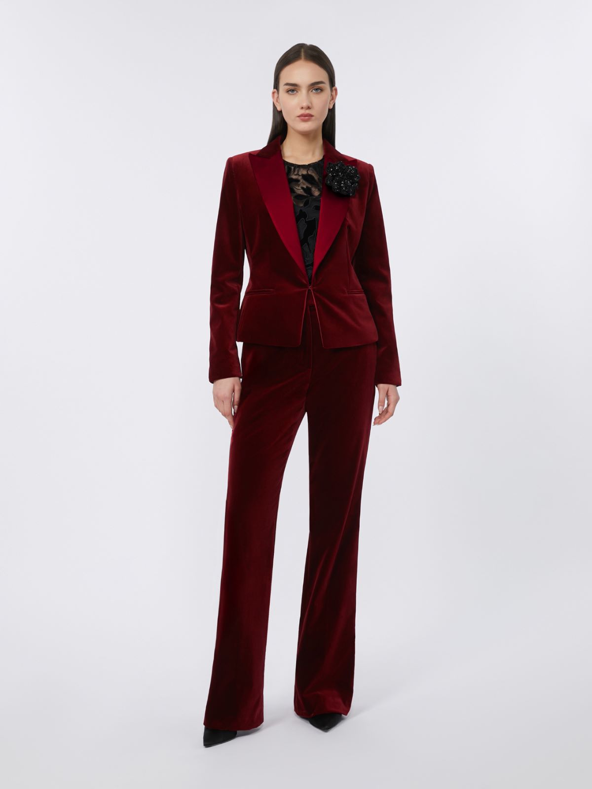 Velvet Tuxedo trousers, bordeaux | Max Mara