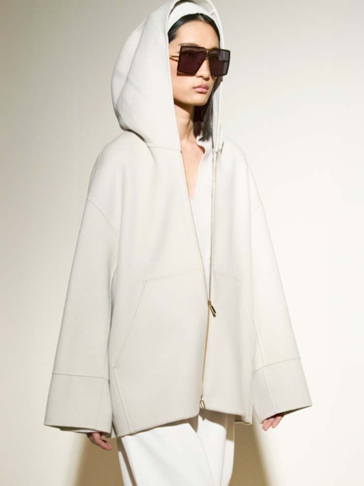 Double-faced wool sweatshirt, ivory | Max Mara