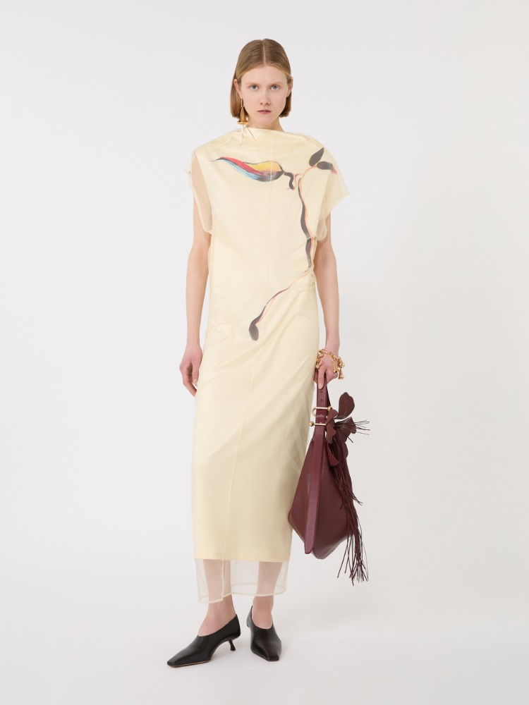 Double-layer satin dress, light yellow | Max Mara