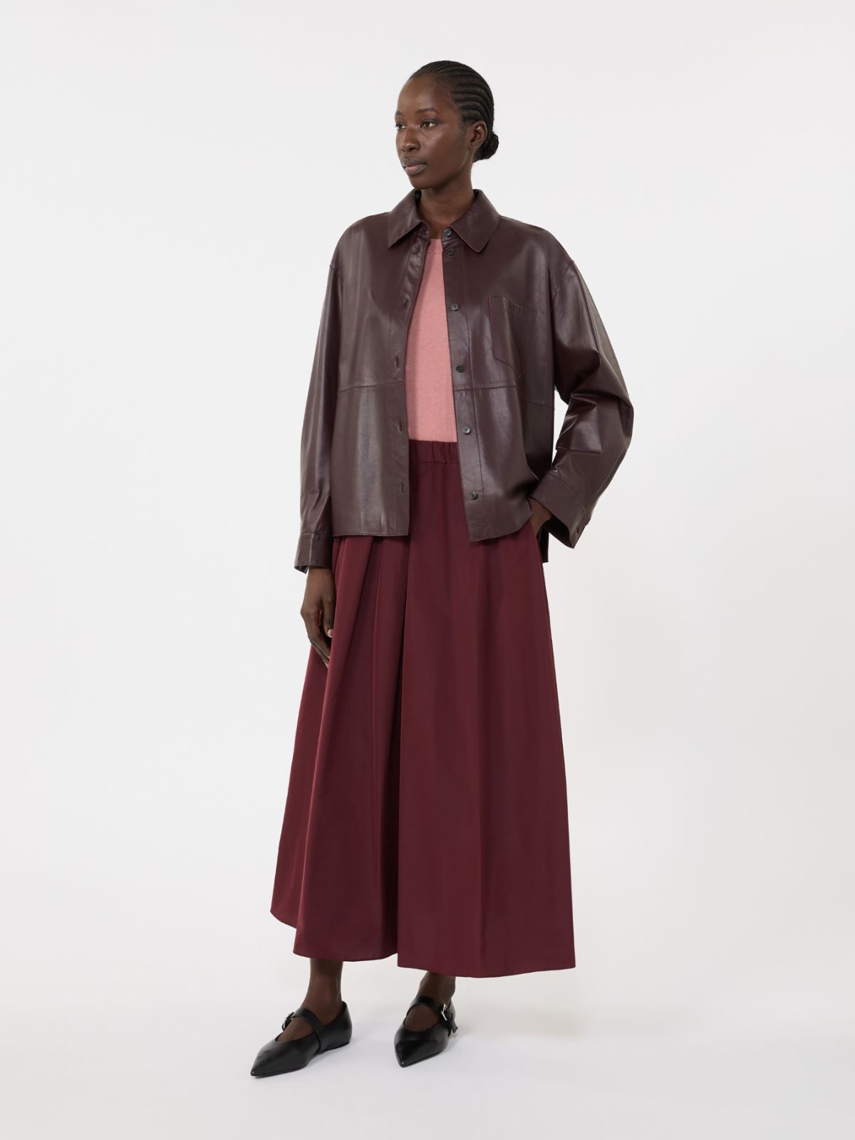 Long taffeta skirt, bordeaux | Max Mara