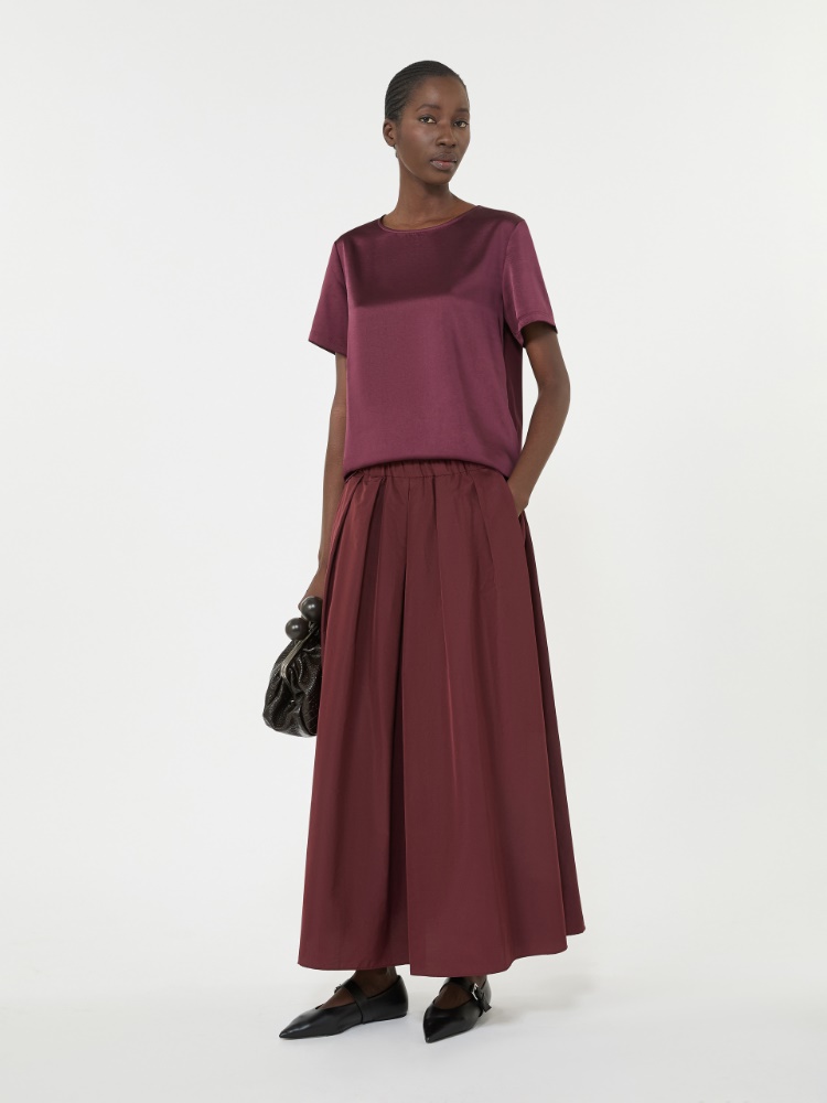 Satin and jersey T-shirt, bordeaux | Max Mara