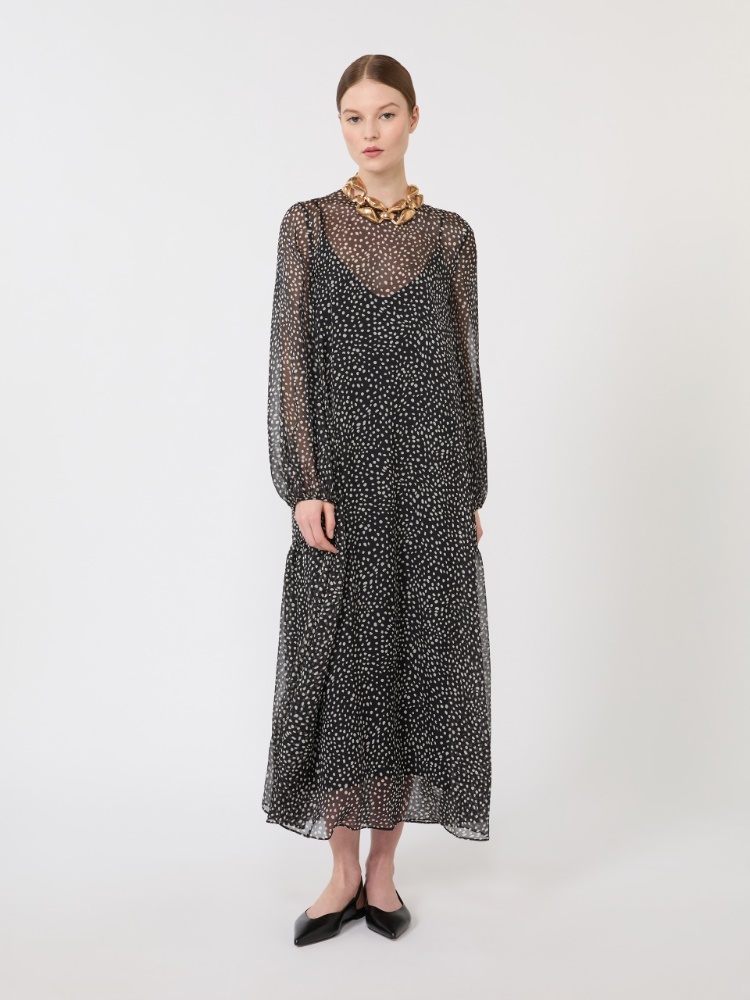 カンポ] ピュア シルク シフォン プリント ドレス, black002 | Max Mara