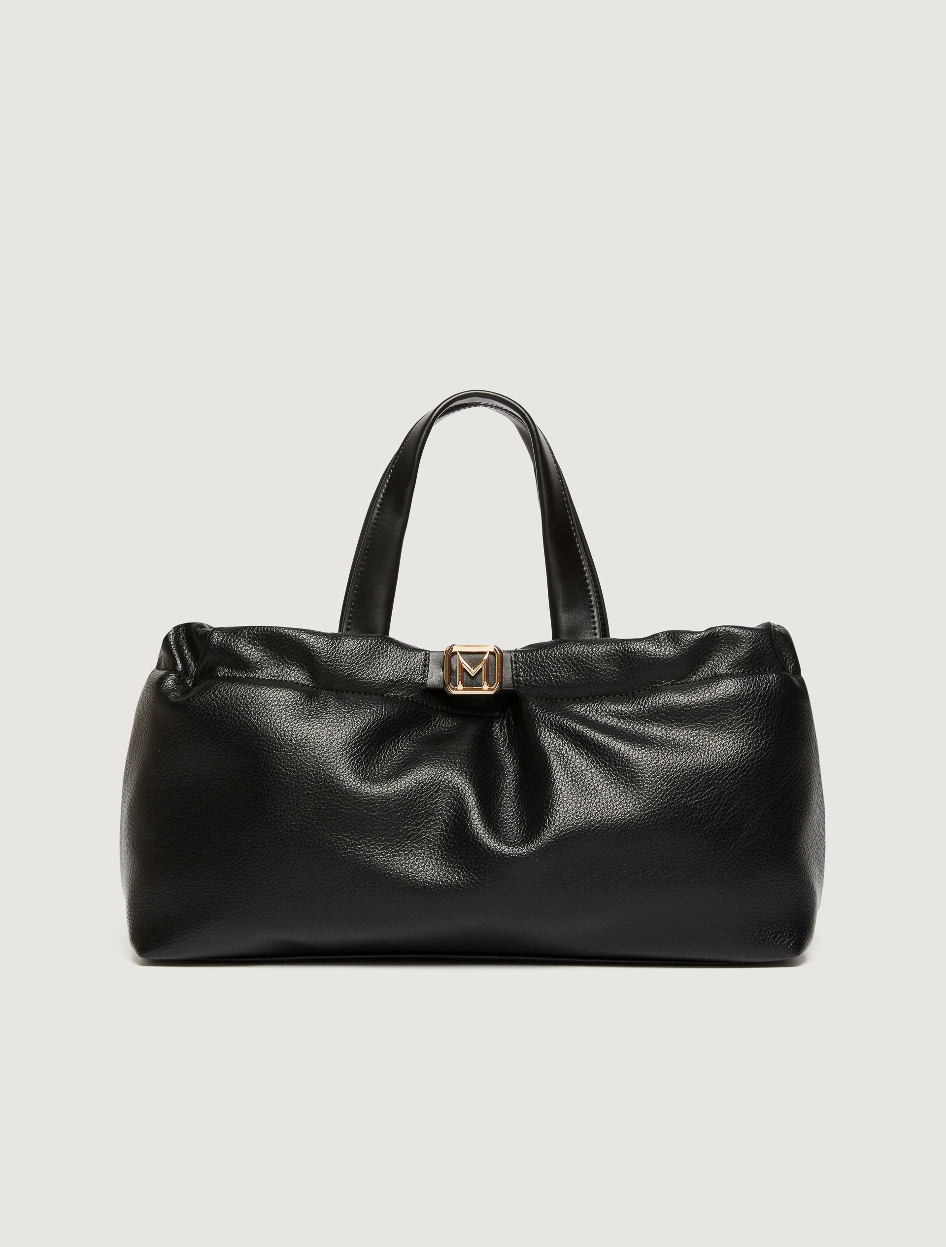 Horizontal tote bag with strap detail, black | Marella