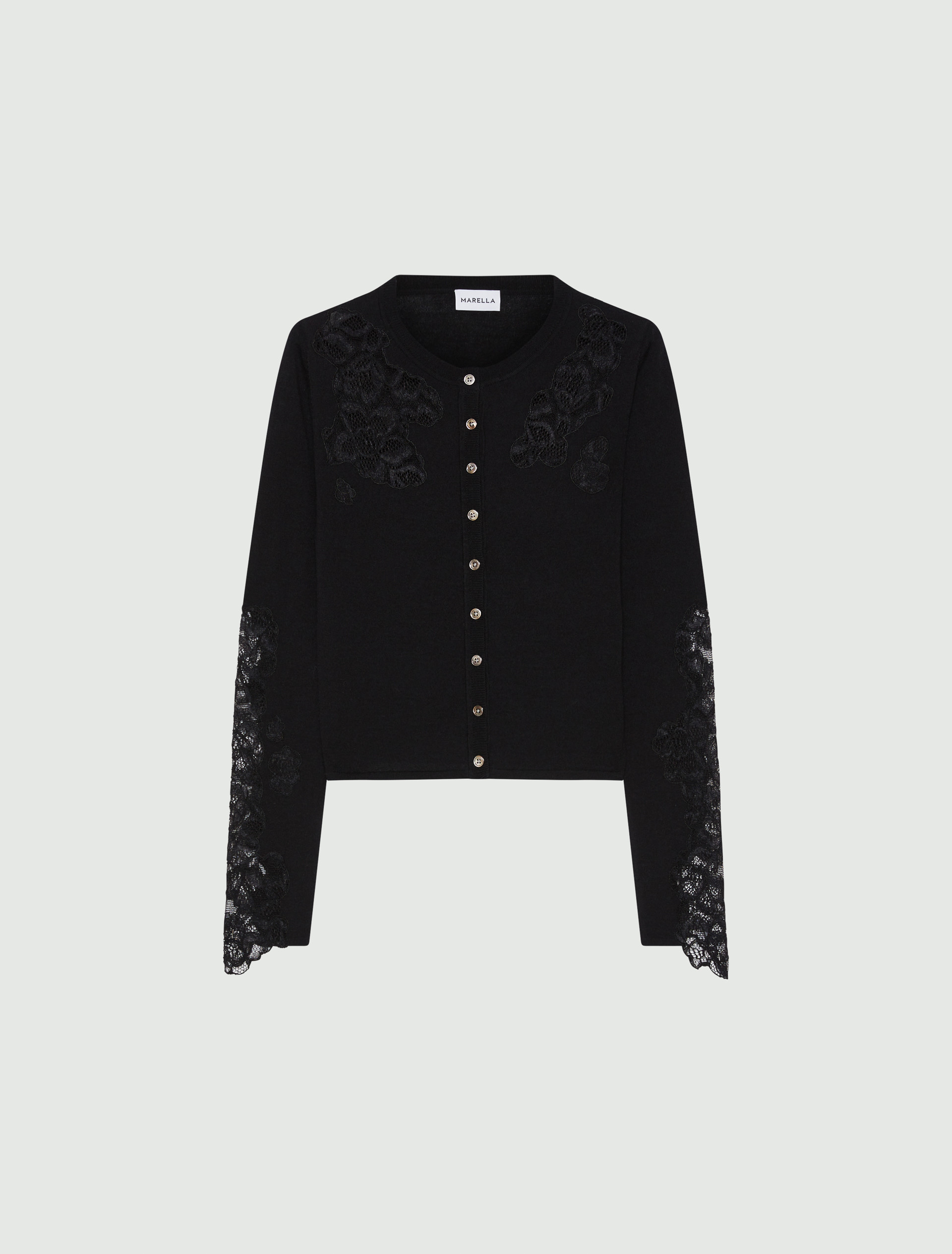 Lace-detail cardigan, black | Marella