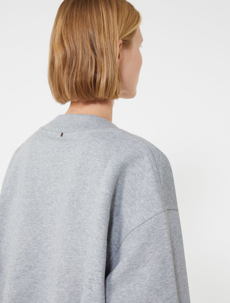 V-neck crop sweatshirt, medium grey | Sportmax