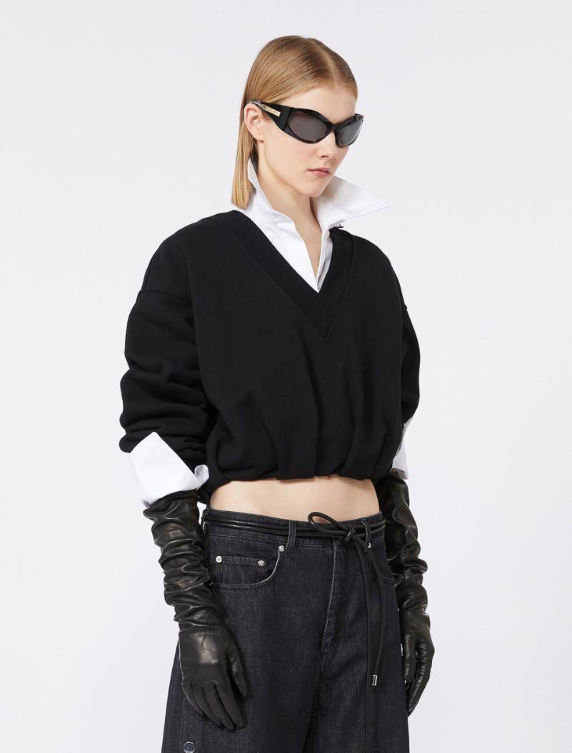 V-neck crop sweatshirt, black | Sportmax