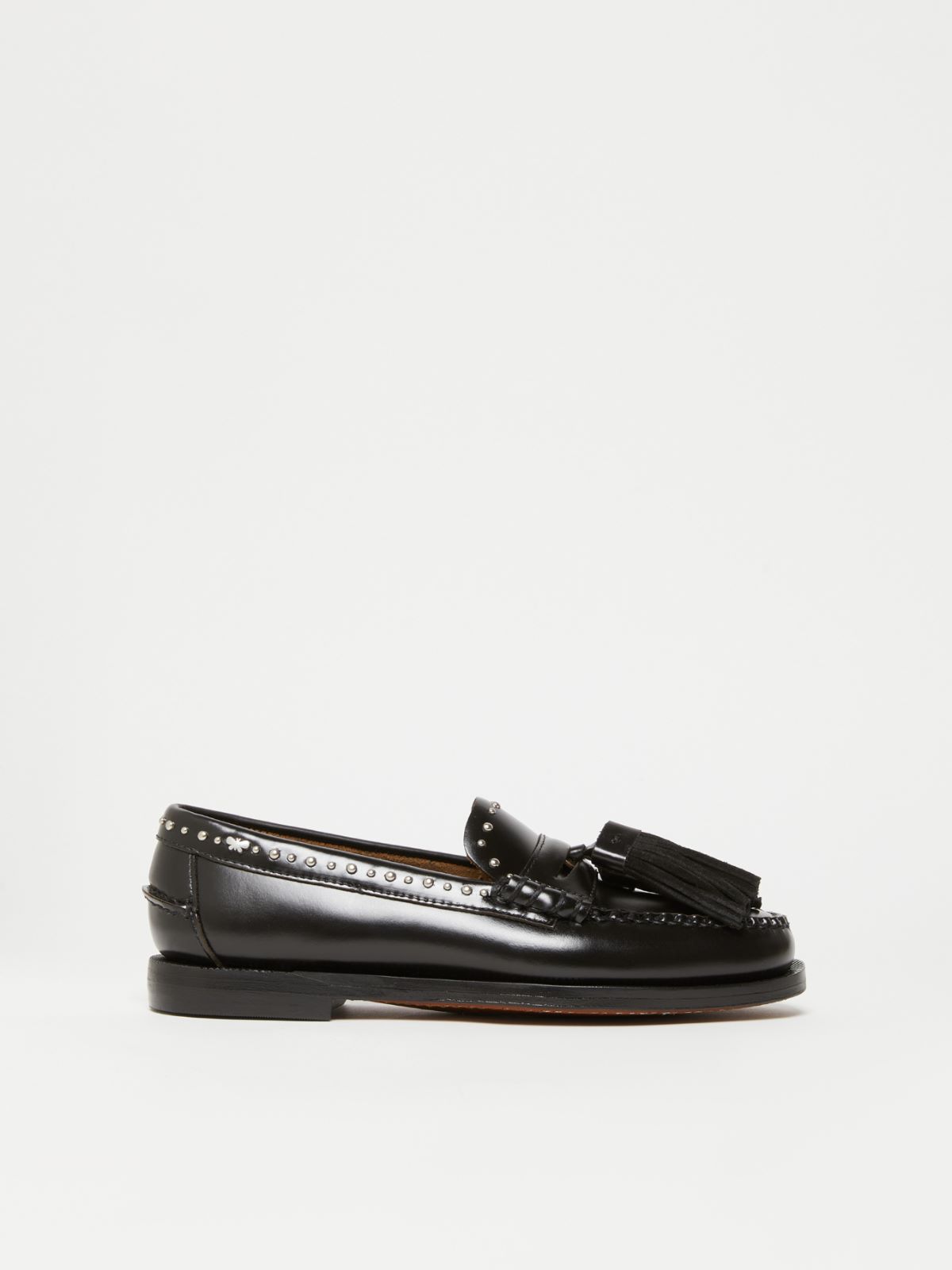 Leather moccasins with tassels, black | Weekend Max Mara