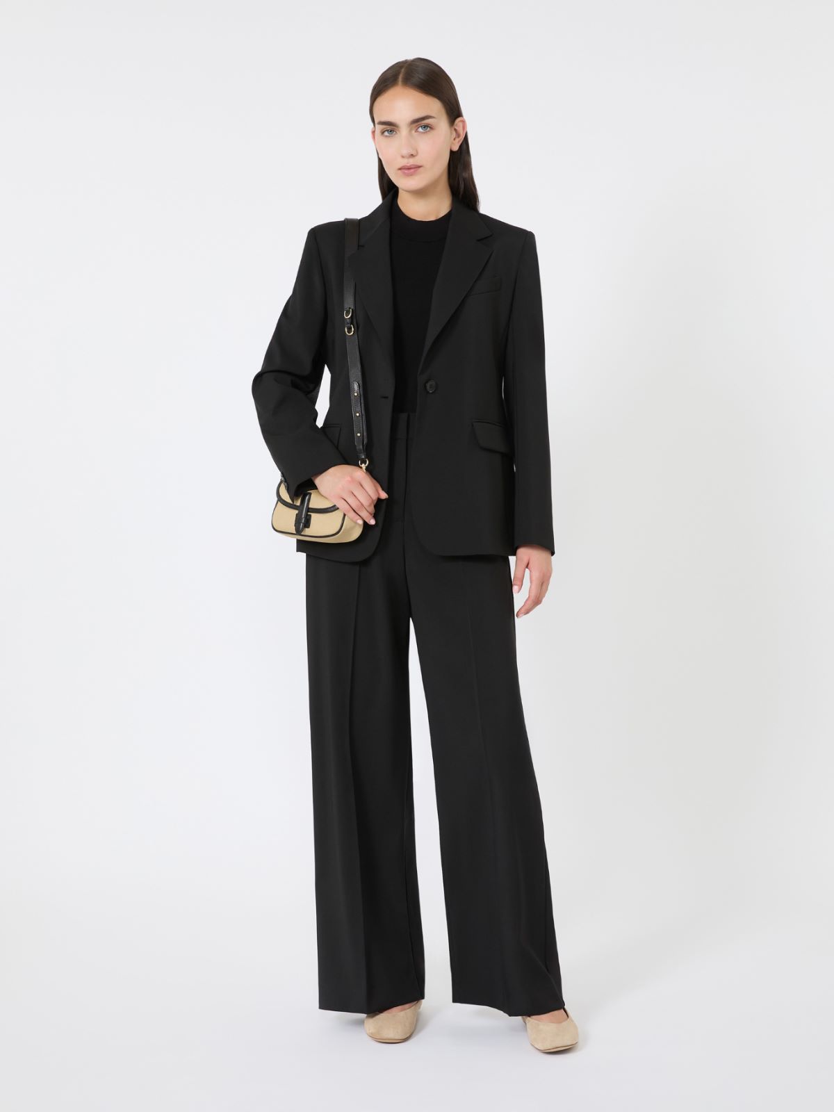 Natural stretch wool blazer, black | Weekend Max Mara