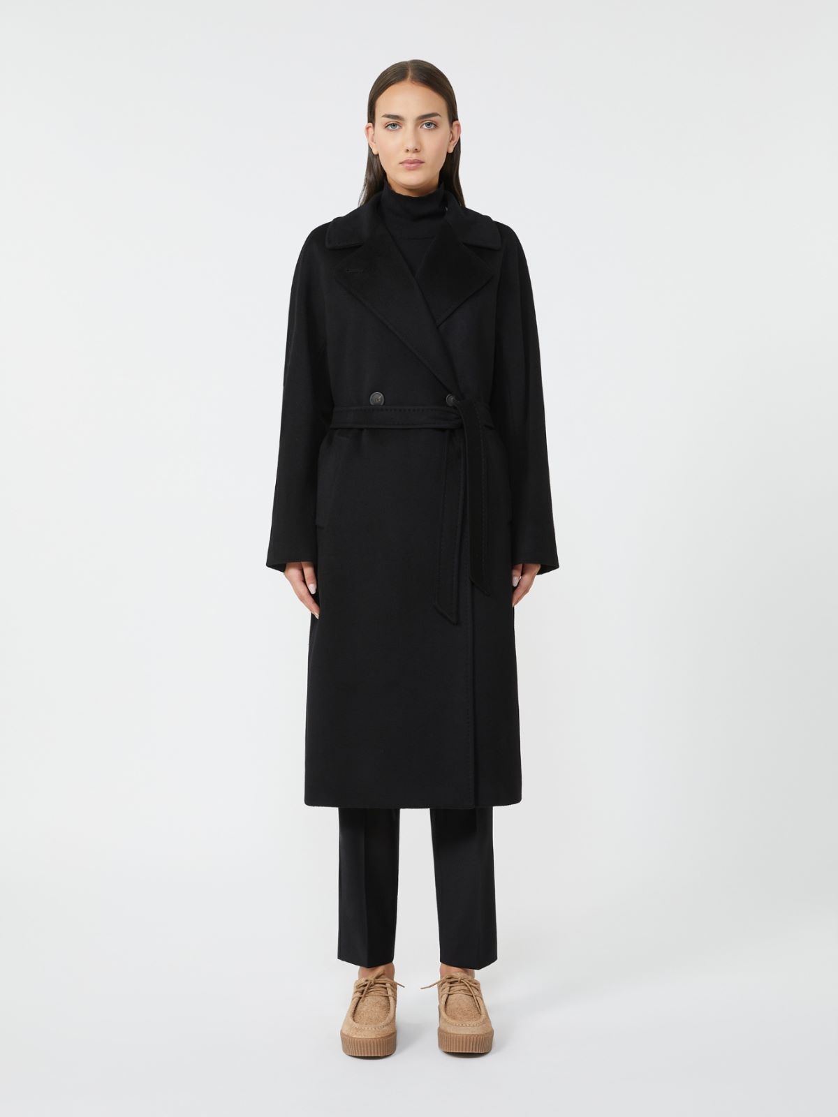Double-breasted cashmere coat, black | Weekend Max Mara