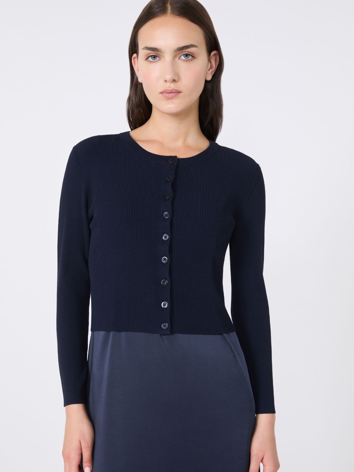 Viscose yarn cardigan, navy | Weekend Max Mara