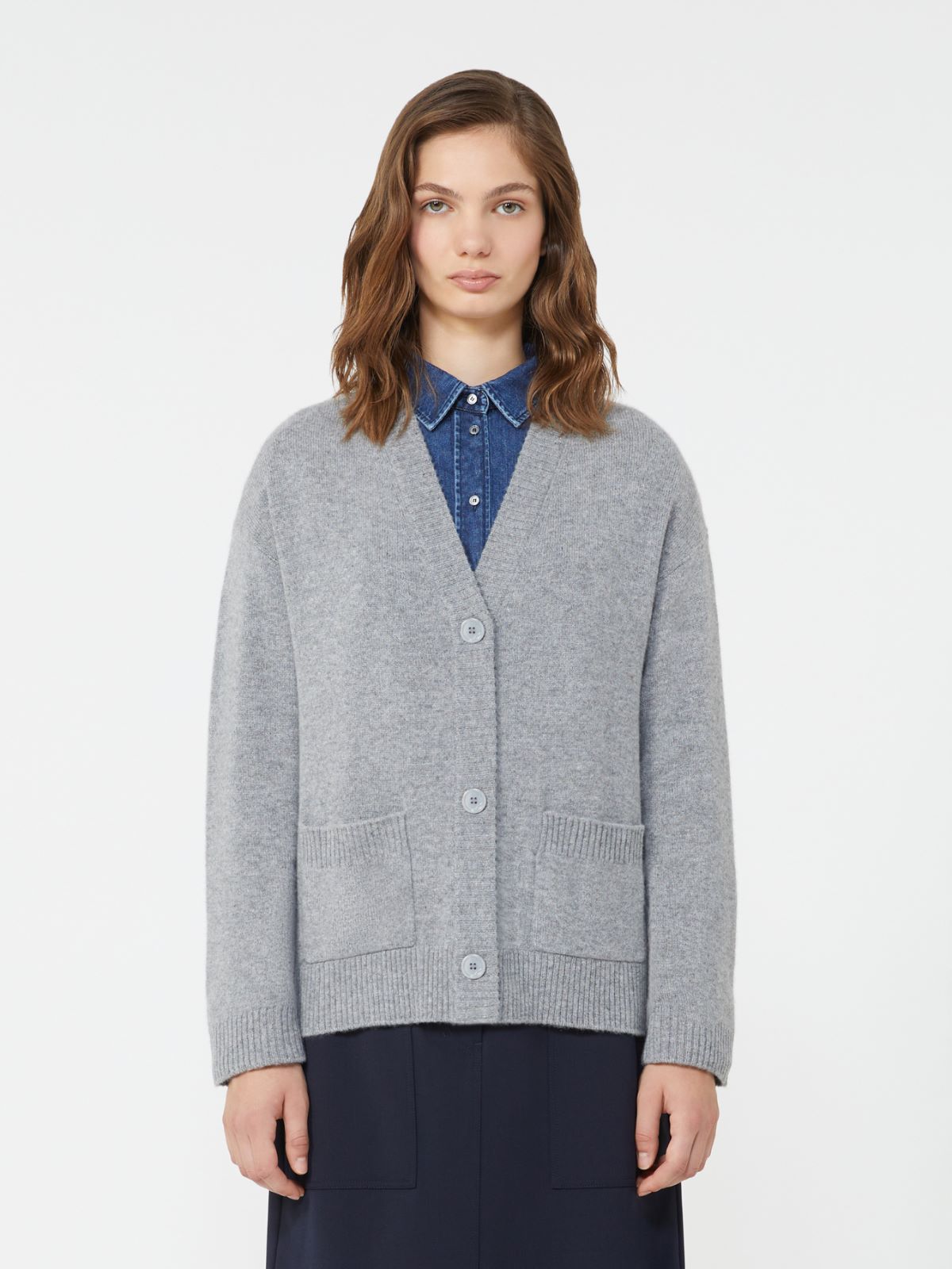 Cashmere knit cardigan, medium grey | Weekend Max Mara