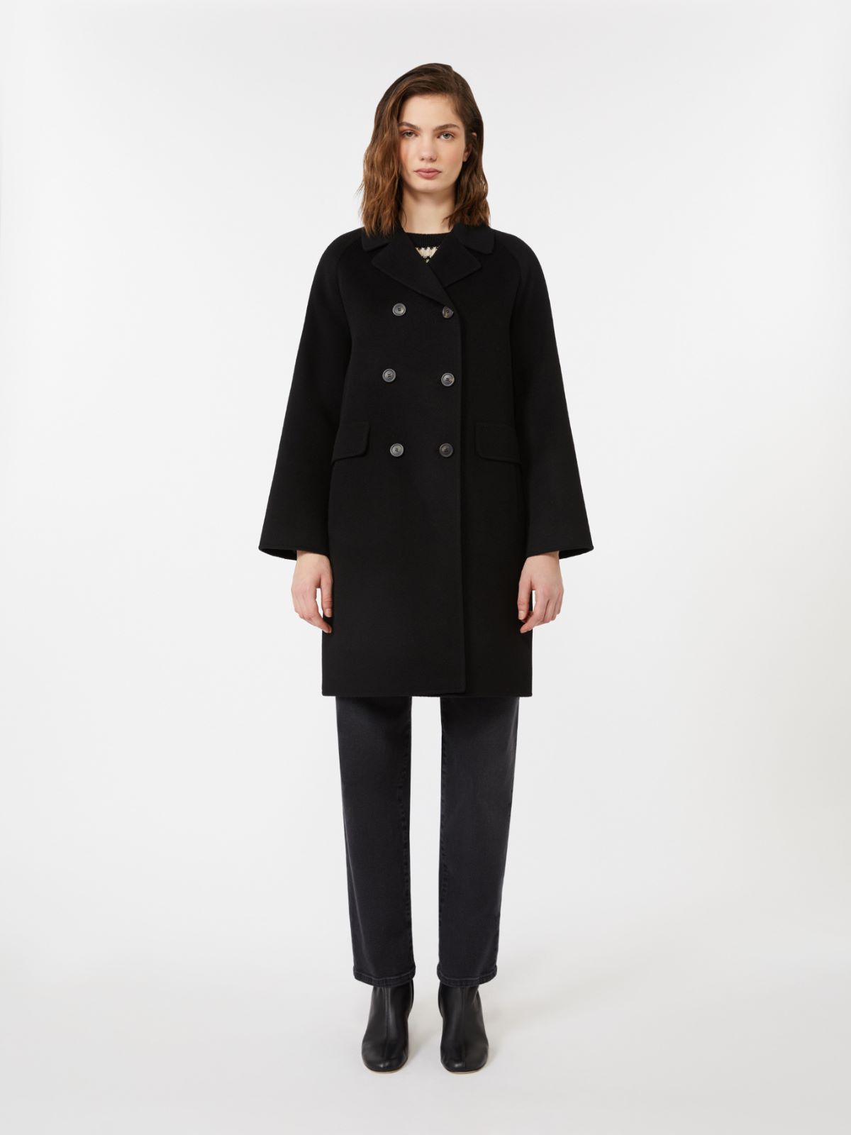 Double wool drap coat, black | Weekend Max Mara