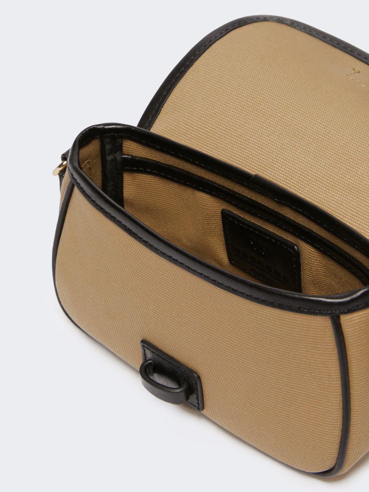 Cotton and leather crossbody bag, beige | Weekend Max Mara