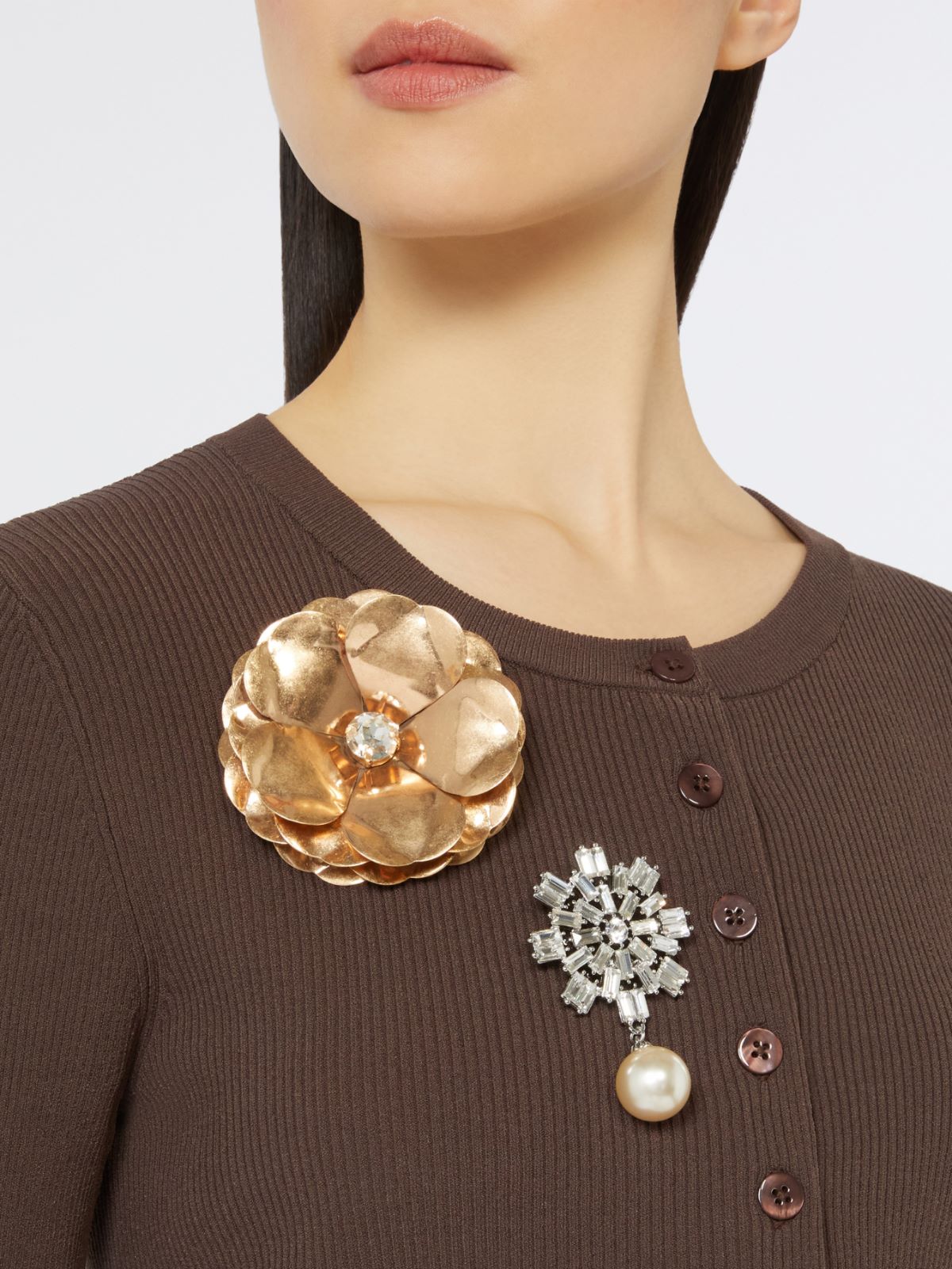 Metal flower brooch, bronze | Weekend Max Mara