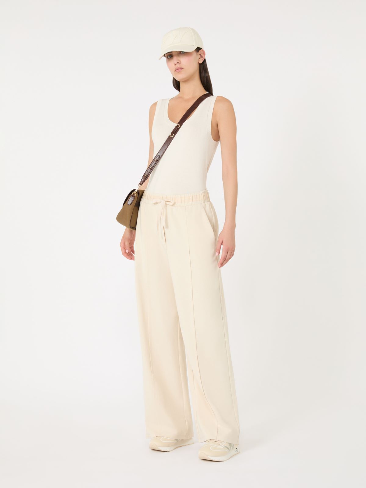Milano-knit jersey trousers, ivory | Weekend Max Mara