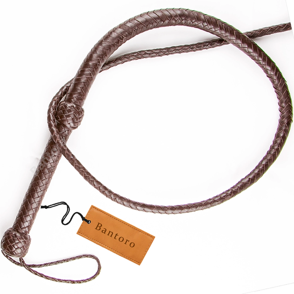 Brown Genuine Leather Bullwhip 8ft - 12 Plaits Braided Loud Cracking