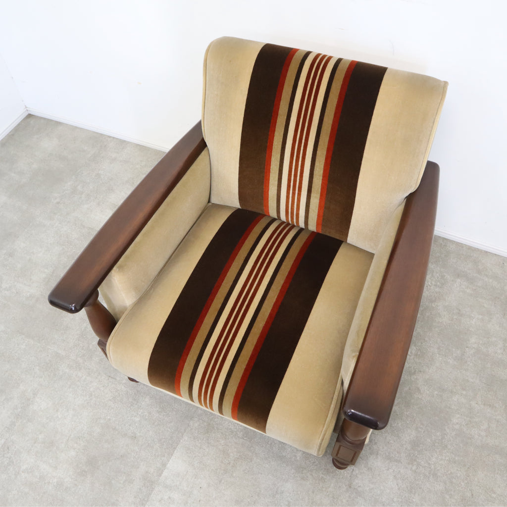 1人掛けチェア モケットソファ モケットストライプソファ レトロ