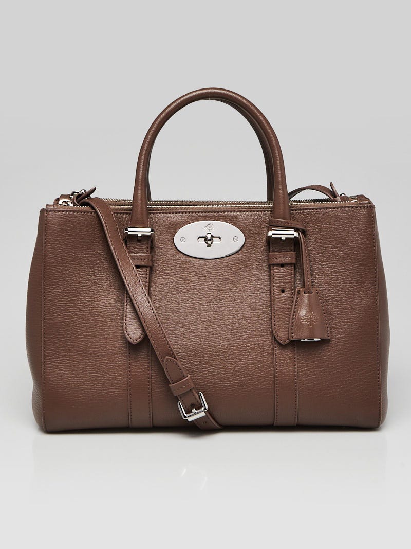 Mulberry Taupe Grained Leather Small Bayswater Double Zip Tote Bag