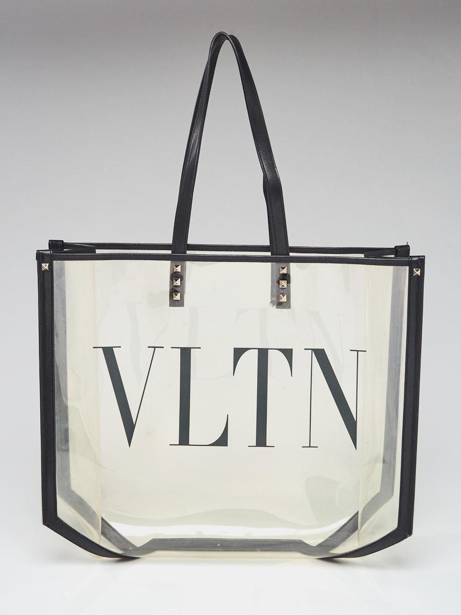 Valentino Transparent PVC VLTN Logo Grande Plage Shopping Tote Bag