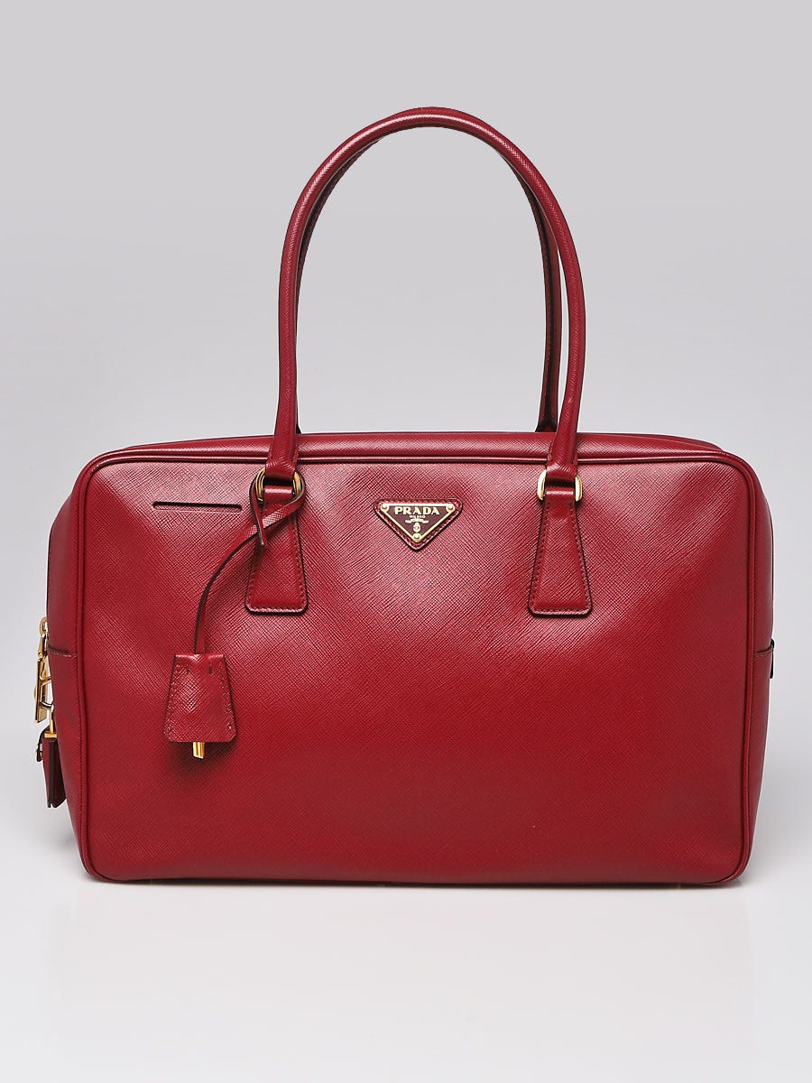Prada Cerise Saffiano Lux Leather Large Top Handle Bag BL0094