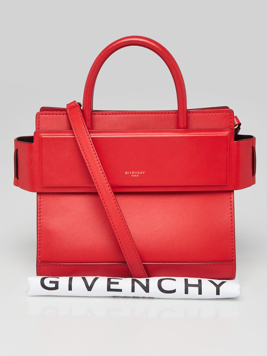 Givenchy Red Smooth Calfskin Leather Mini Horizon Tote Bag