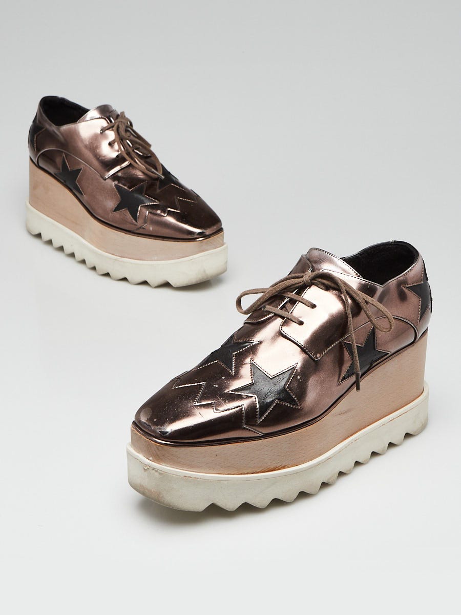 Stella McCartney Bronze Metallic Faux Leather Platform Star Elyse