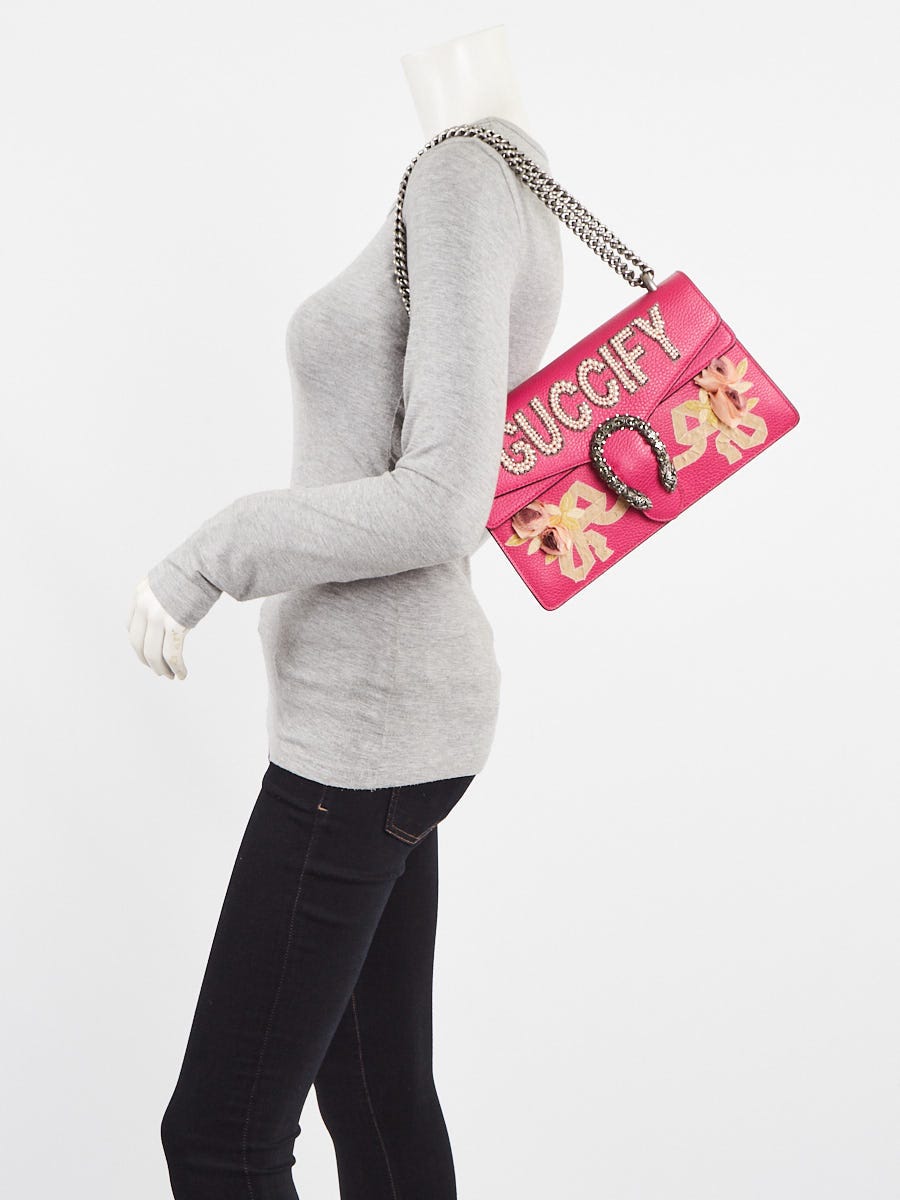 Gucci Rosa Pebbled Leather GUCCIFY Pearl Embellished Dionysus