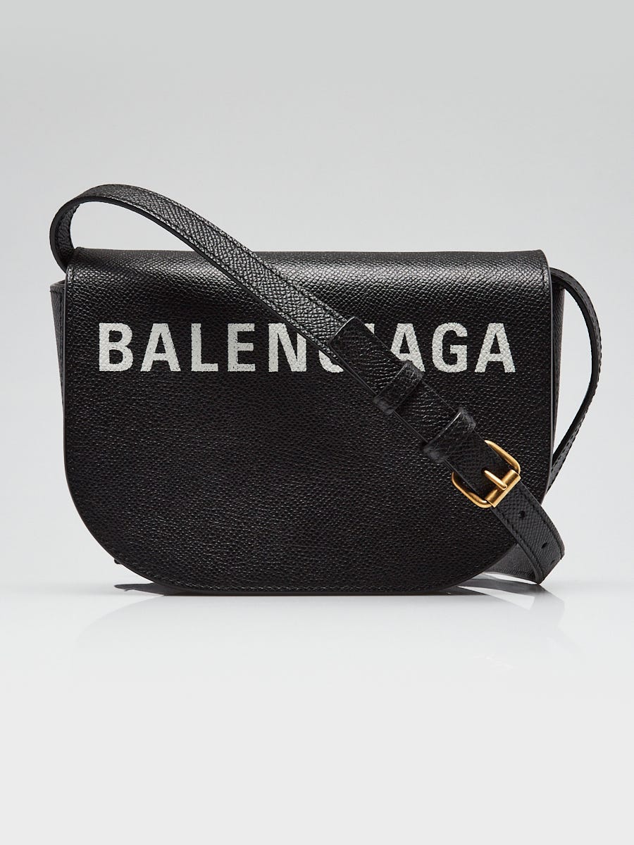 Balenciaga Black Grained Leather Ville Day XS Crossbody Flap Bag