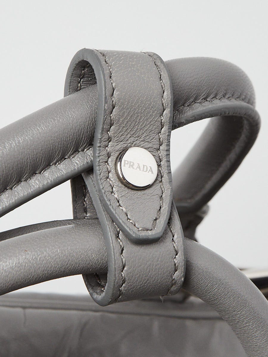 Prada Slate Grey Antique Nappa Leather Small Top Handle Crossbody