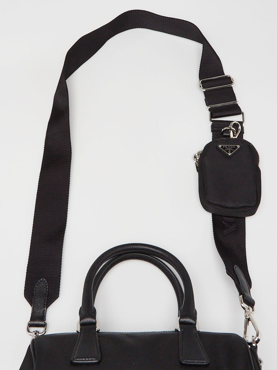 Prada Black Tessuto Nylon and Leather Small Top Handle Crossbody