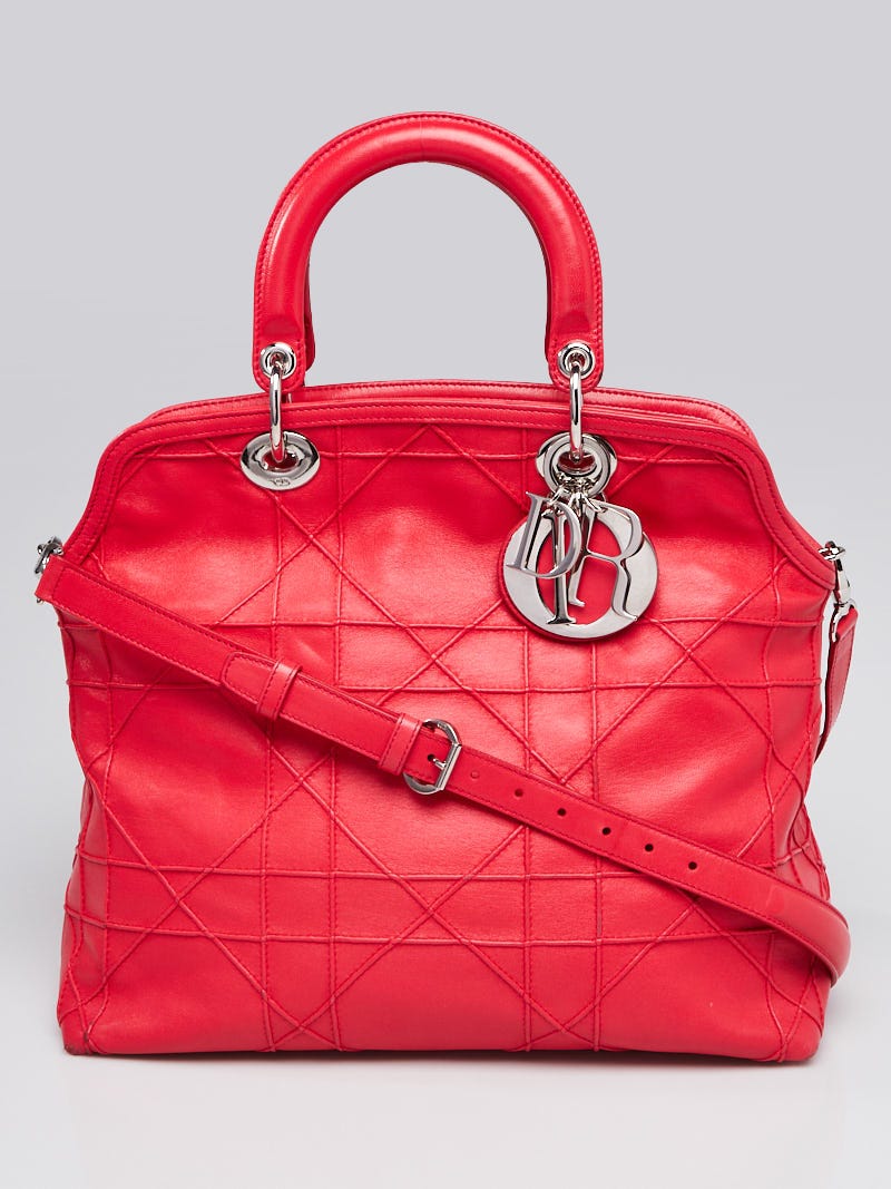 Christian Dior Dark Pink Cannage Quilted Lambskin Leather