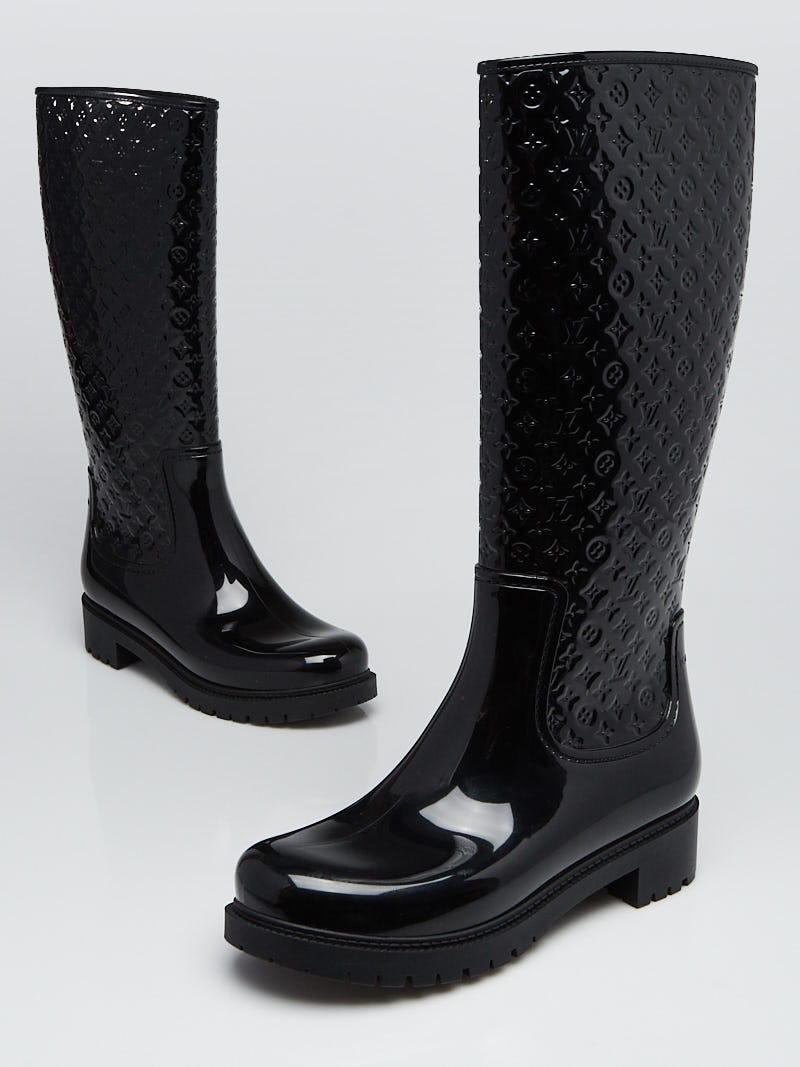 Louis Vuitton Black Monogram Rubber Splash Rain Boots Size 8.5/39