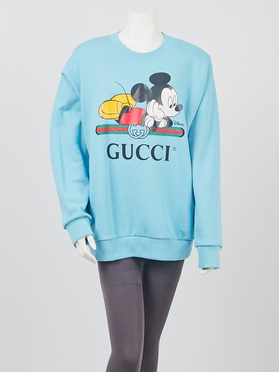 Gucci X Disney Light Blue Cotton Oversized Mickey Mouse Sweatshirt