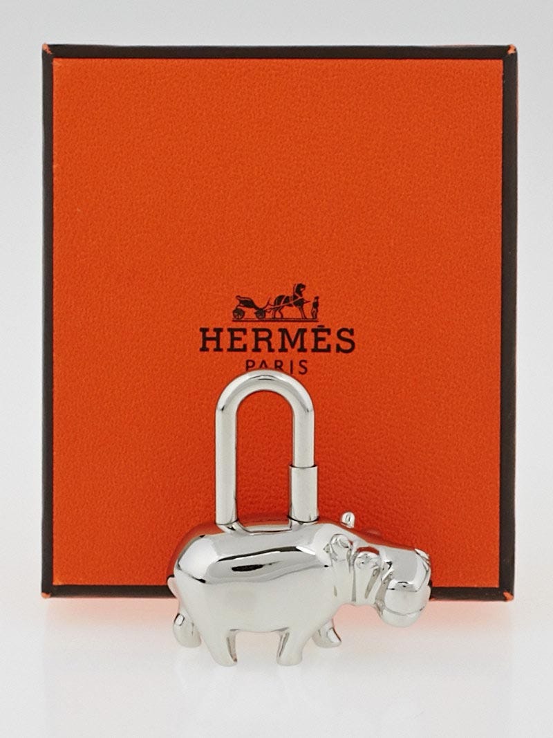 Hermes Palladium Plated 2005 Hippopotamus Cadena Lock Charm