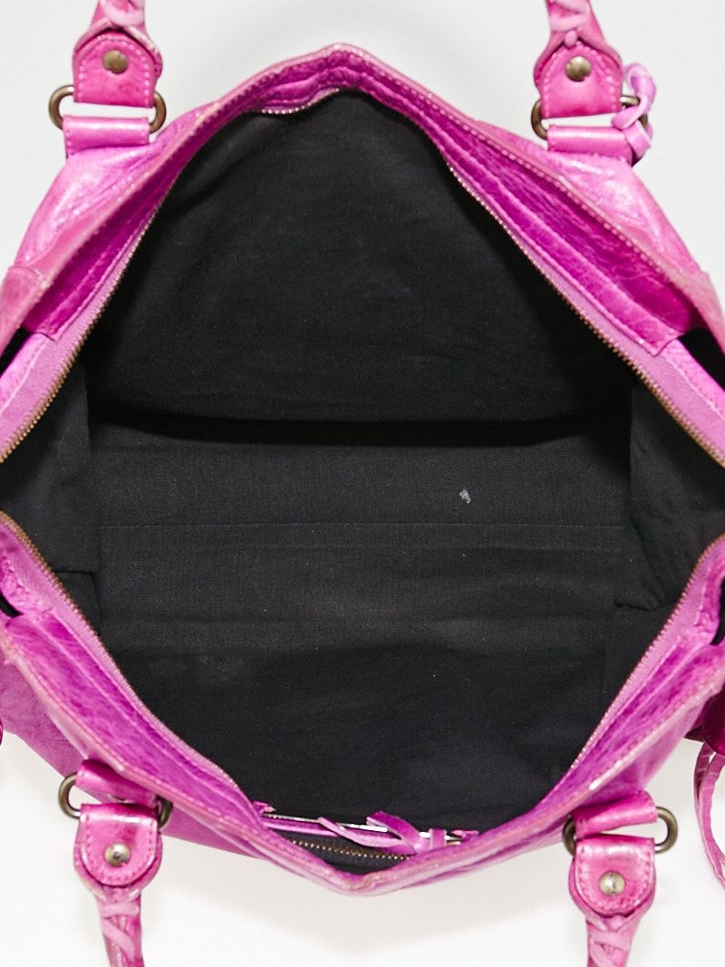 Balenciaga Magenta Chevre Leather Motorcycle City Bag | Yoogi's Closet