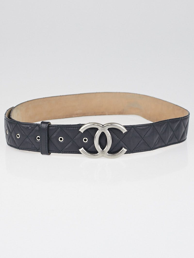 Chanel Black Quilted Leather CC Belt Size 90/36 | Yoogi's Closet