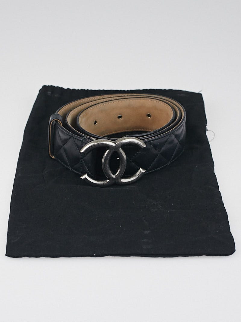 Chanel Black Quilted Leather CC Belt Size 90/36 | Yoogi's Closet
