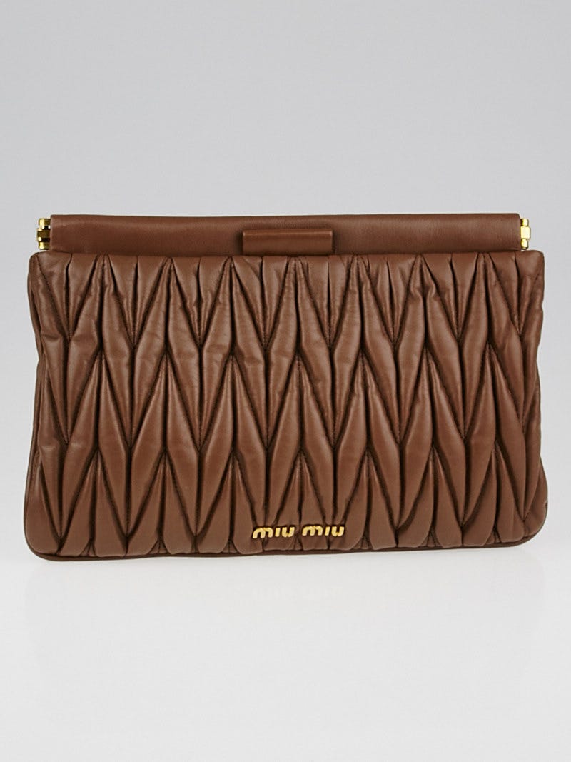 Miu Miu Cocco Matelasse Quilted Leather Frame Clutch Bag 5N1573