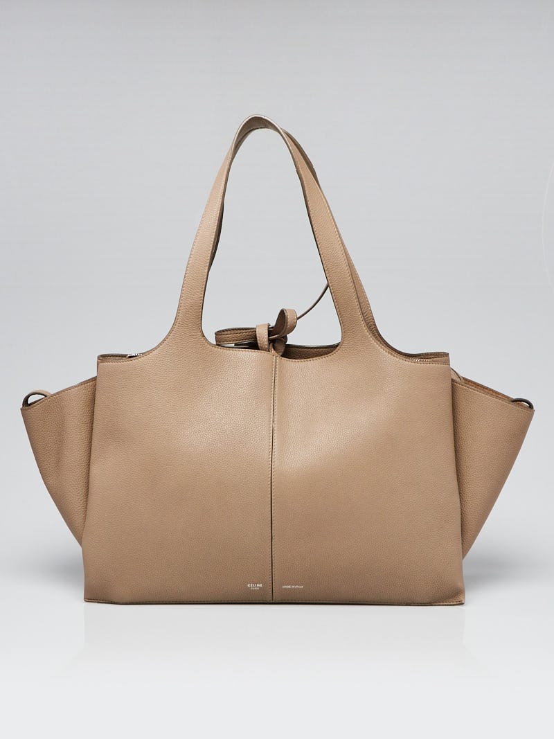 Celine Taupe Grained Leather Medium -Tri-Fold Shoulder Bag